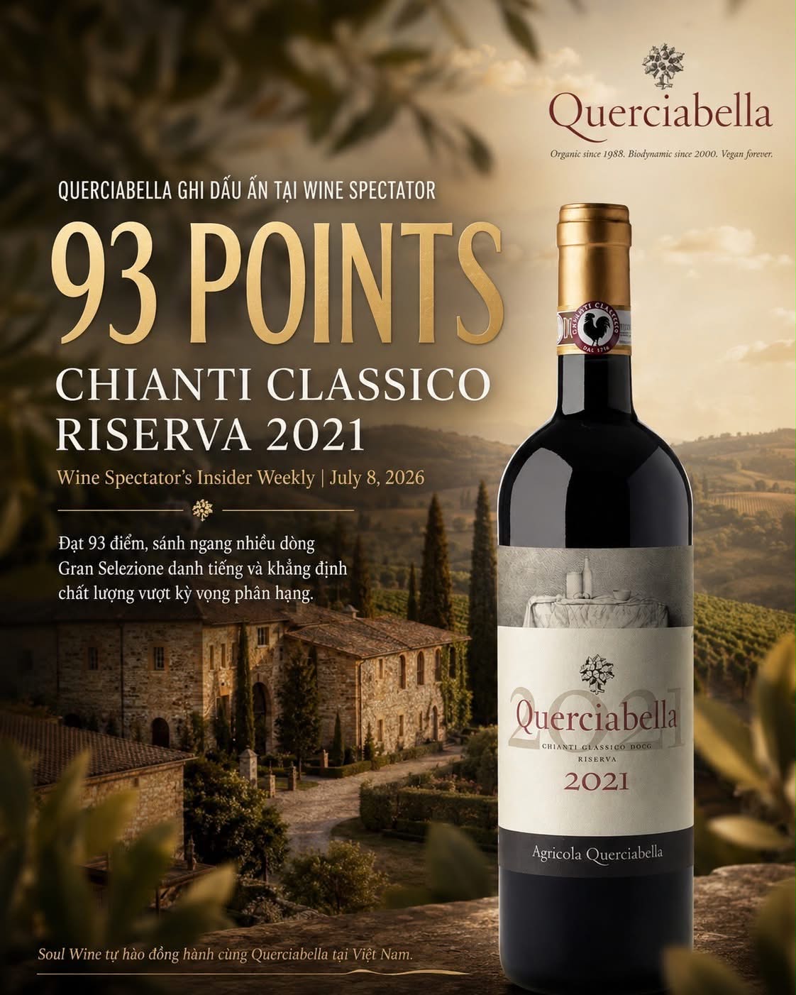 Querciabella Chianti Classico Riserva 2021 Earns 93 Points from Wine Spectator